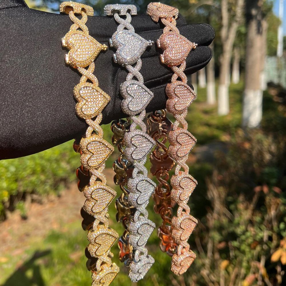 Round Cut Lab Grown Diamond Heart Infinity Iced Out Chain