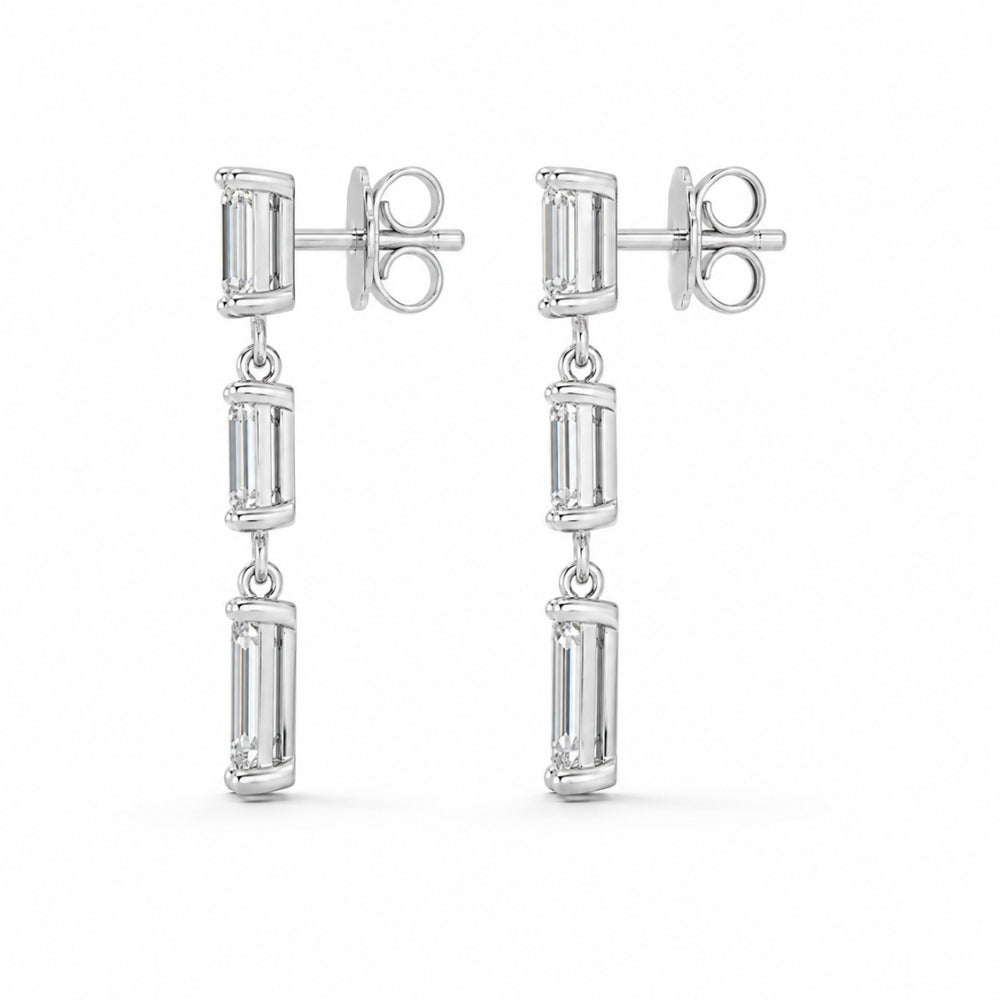 Emerald Cut Moissanite Classic Earrings For Women's Day Gift