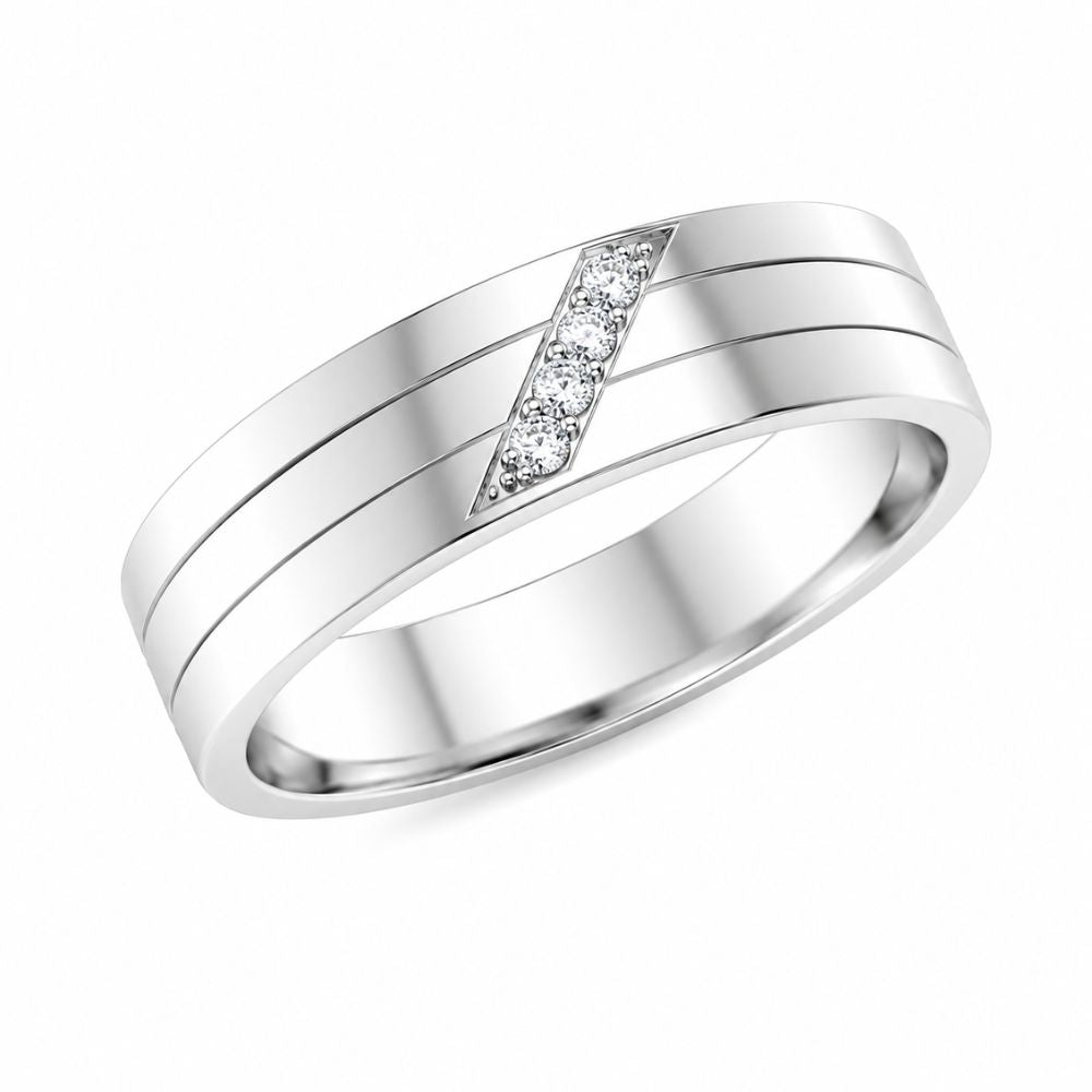 Round Cut Lab Grown Diamond Pave Set Men's Band
