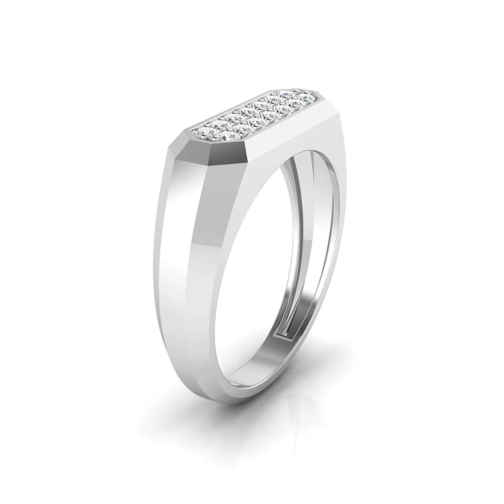 Lab Grown Diamond Round Cut Pave Set Men's Ring For Anniversary Gift