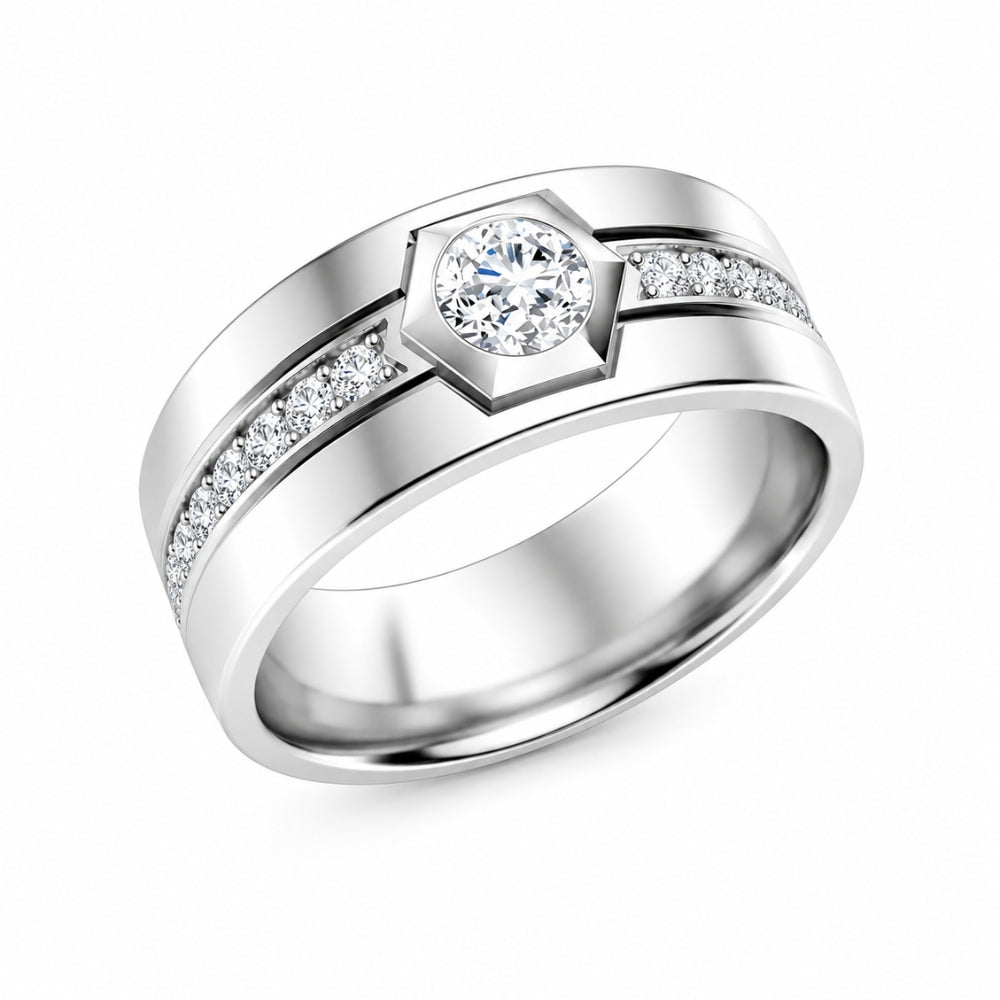 Lab Grown Diamond Round Cut Bezel Set Promise Band