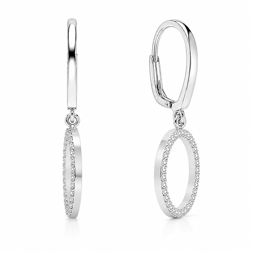 Round Cut Colorless Moissanite Drop Dangle Earrings For Anniversary Gift