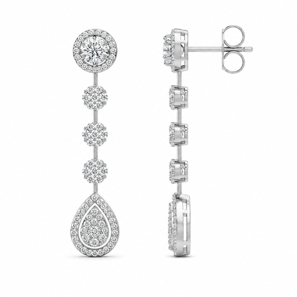 Round Cut Moissanite Elegant Drop Dangle Earrings For Her