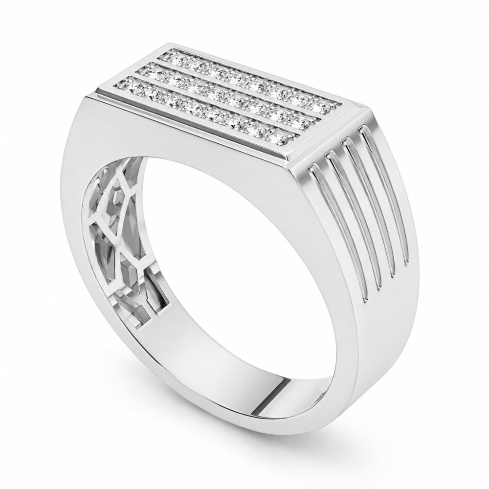 Lab Grown Diamond Round Cut Pave Set Men's Ring For Birthday GIft