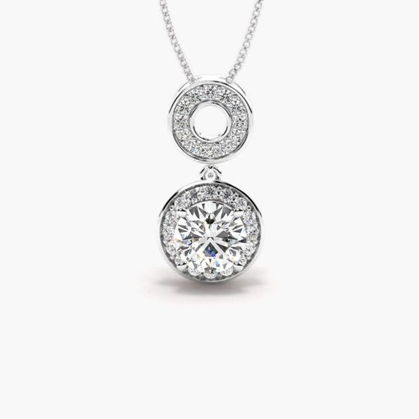 Moissanite Round Cut Halo Style Pendant For Her