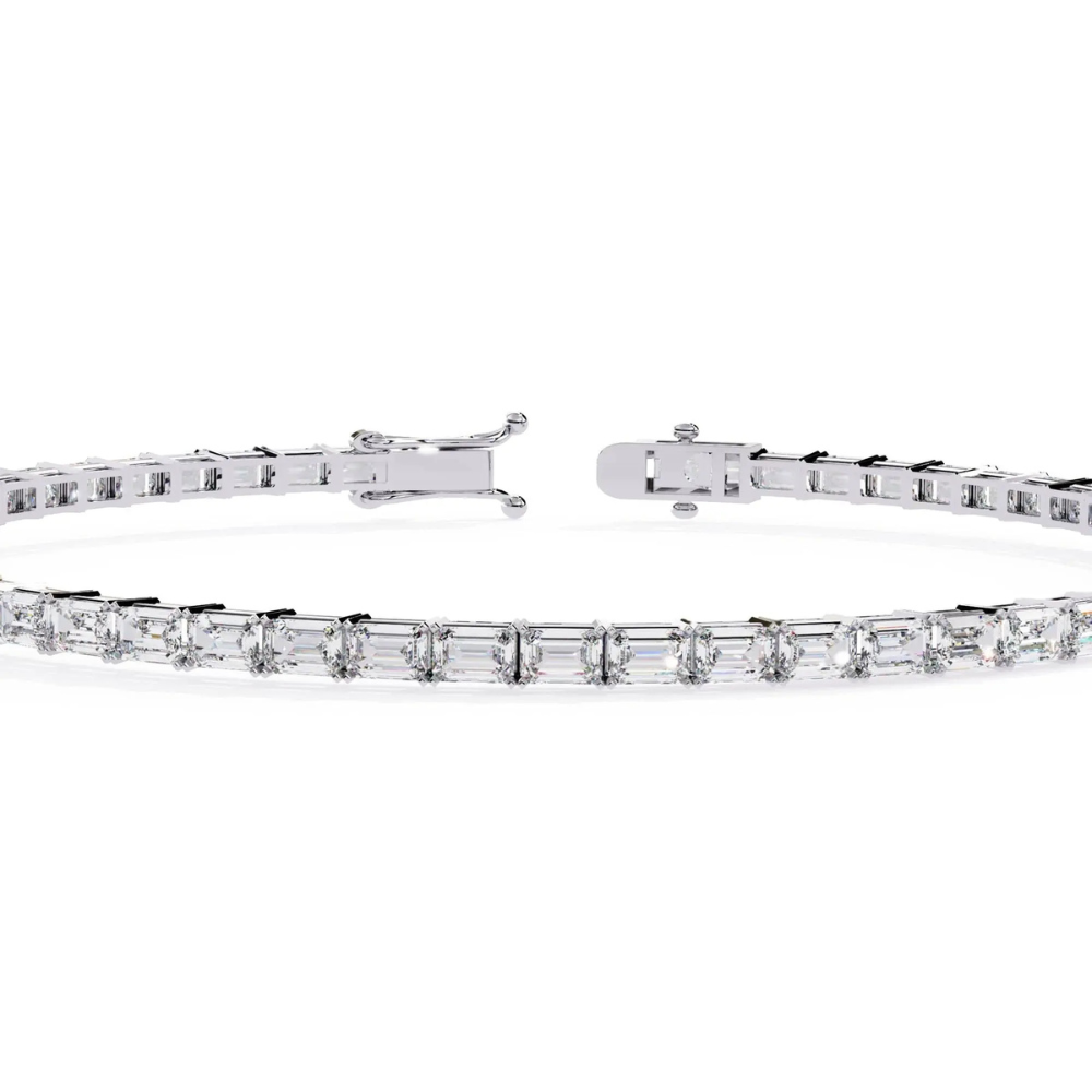 Emerald Cut Moissanite Tennis Bracelet For Anniversary Gift