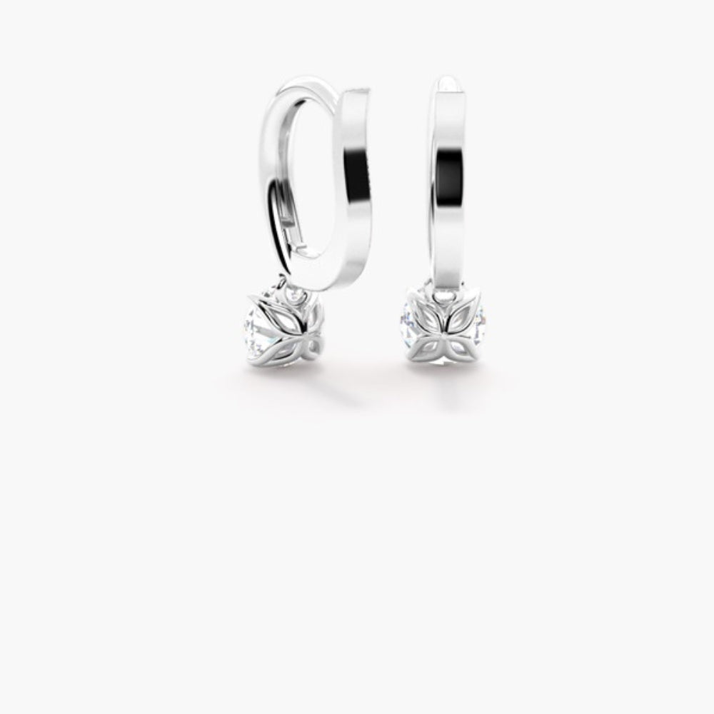 Round Cut Moissanite Solitaire Hoop Earrings