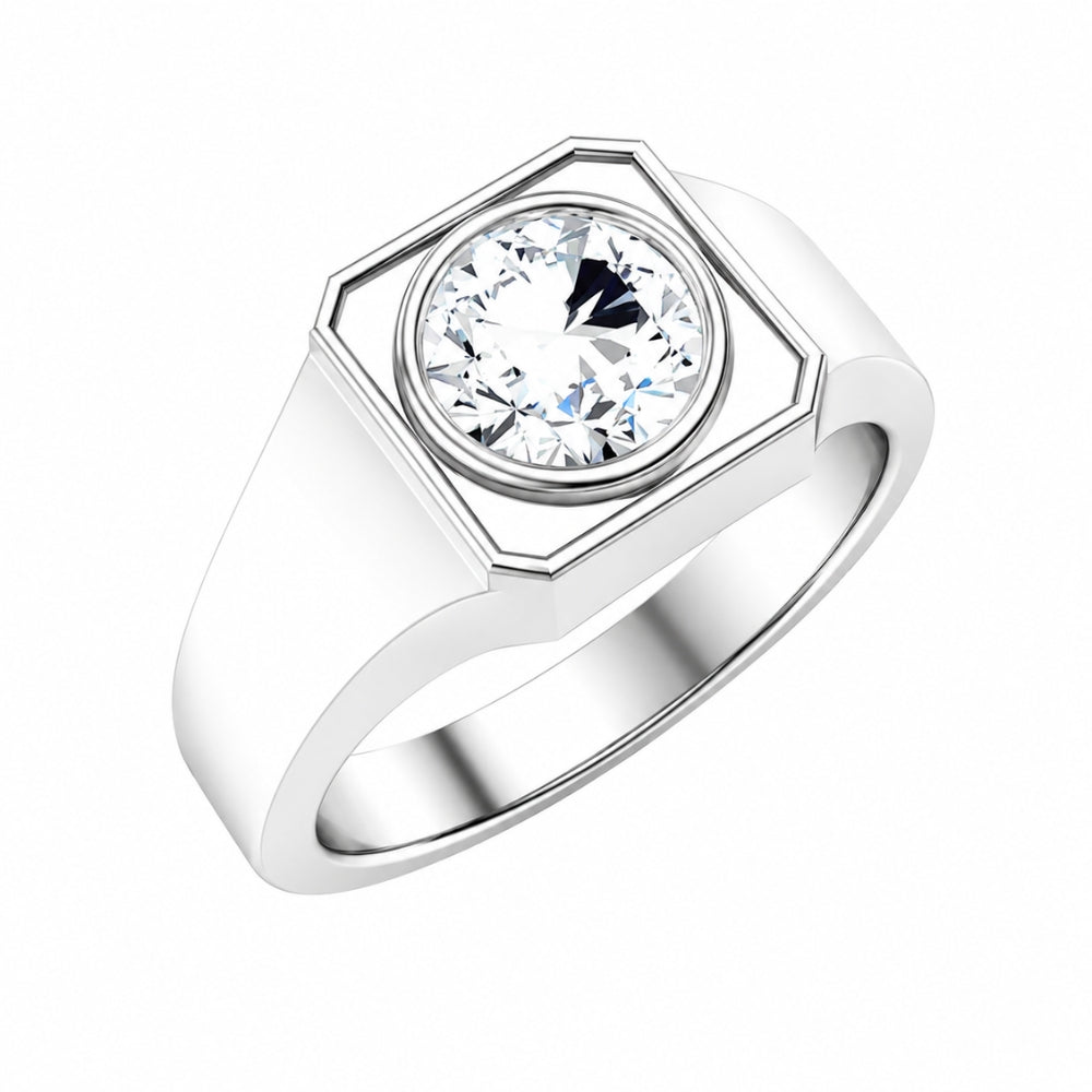 Lab Grown Diamond Round Cut Bezel Set Solitaire Promise Ring