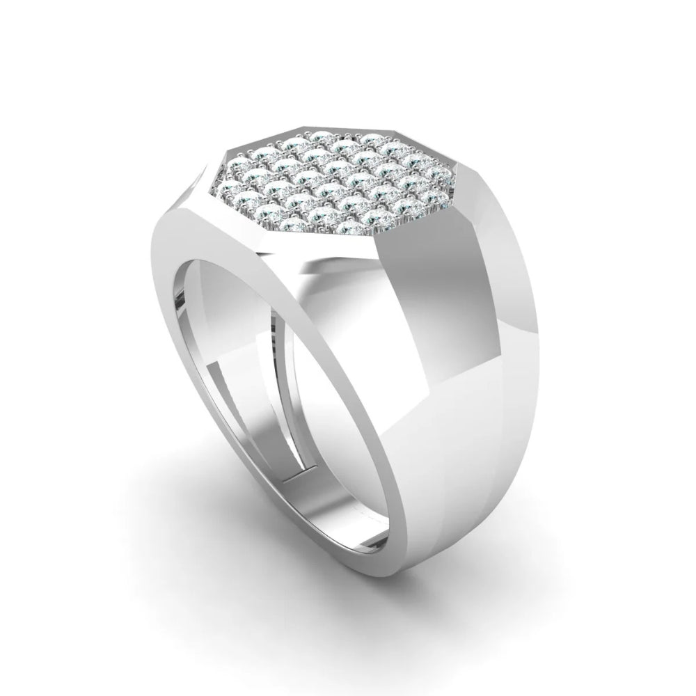 Round Cut Pave Set Lab Grown Diamond Men's Engagement Ring