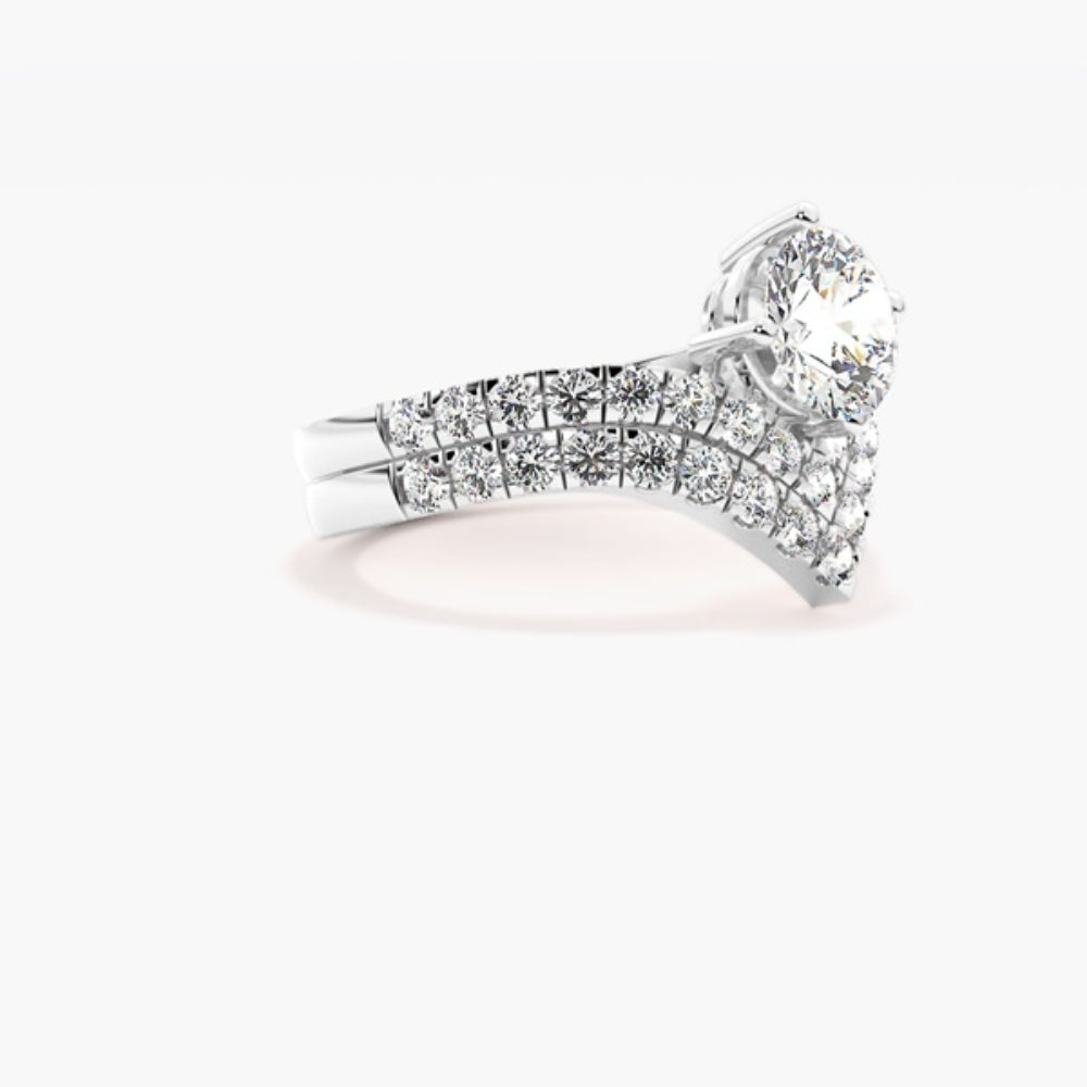 Round Cut Pave Set Moissanite Pave Set Ring Set For Anniversary Gift