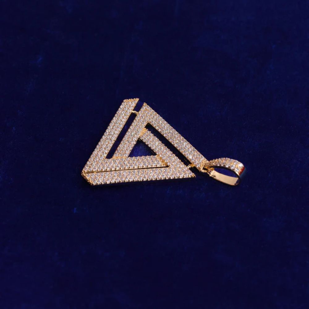 Round Cut Lab Grown Diamond Triangle Pyramid Hip Hop Pendant