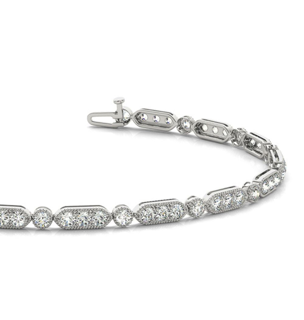 VVS1 Moissanite Round Cut Filligree Style Bracelet
