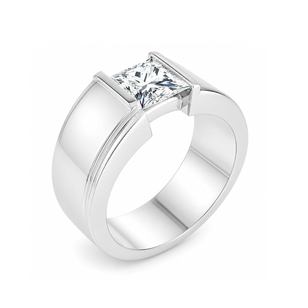 Princess Cut Bar Set Solitaire Lab Grown Diamond Engagement Ring
