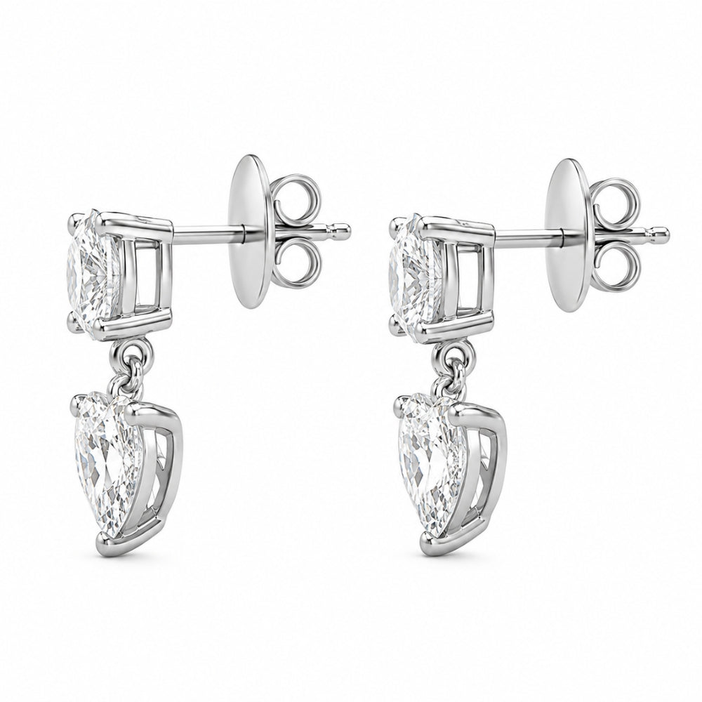 Moissanite Heart & Round Cut Drop Dangle Earrings For Women