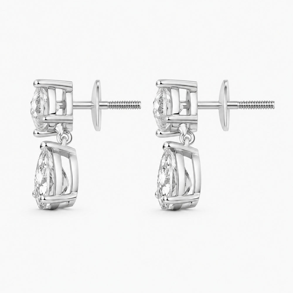 Moissanite Princess & Pear Cut Classic Drop Earrings