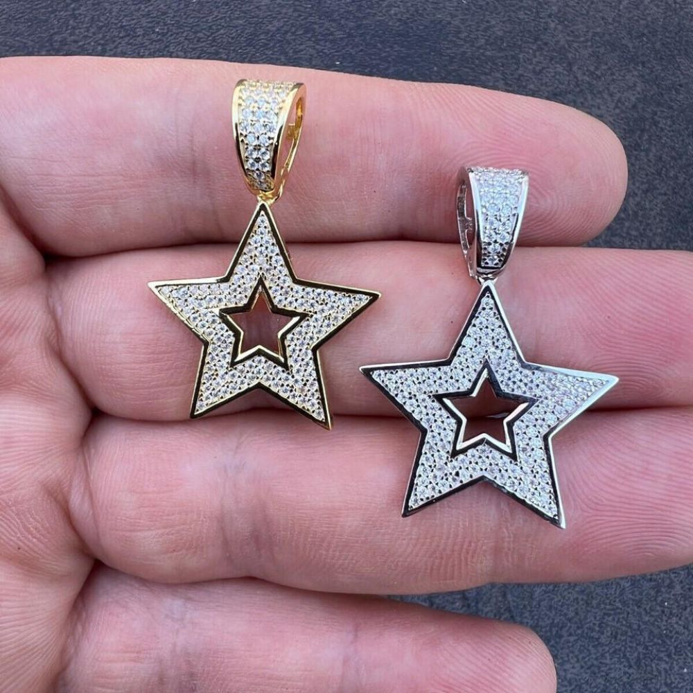 Iced Out Moissanite Diamond Star Unisex Hip Hop Pendant