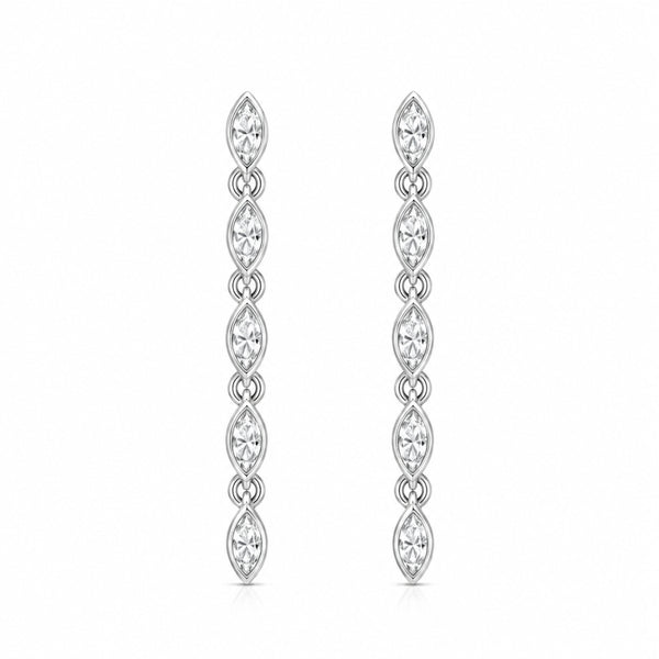Moissanite Marquise Cut Bezel Set Drop Dangle Earring For Women