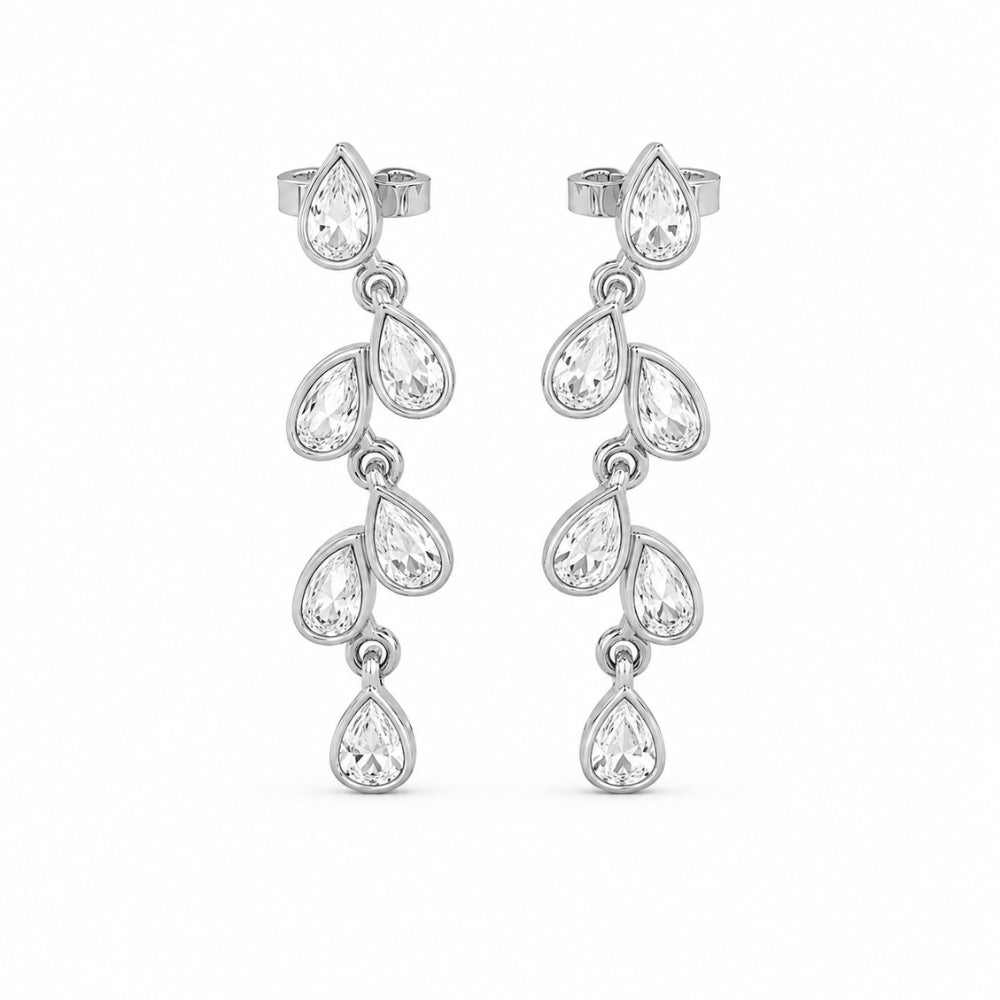 Pear Cut Moissanite Bezel Set Unique Drop Dangle Earrings