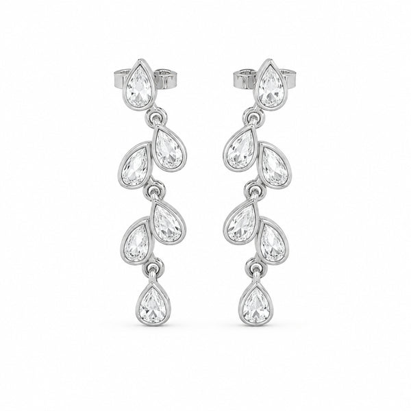 Pear Cut Moissanite Bezel Set Unique Drop Dangle Earrings