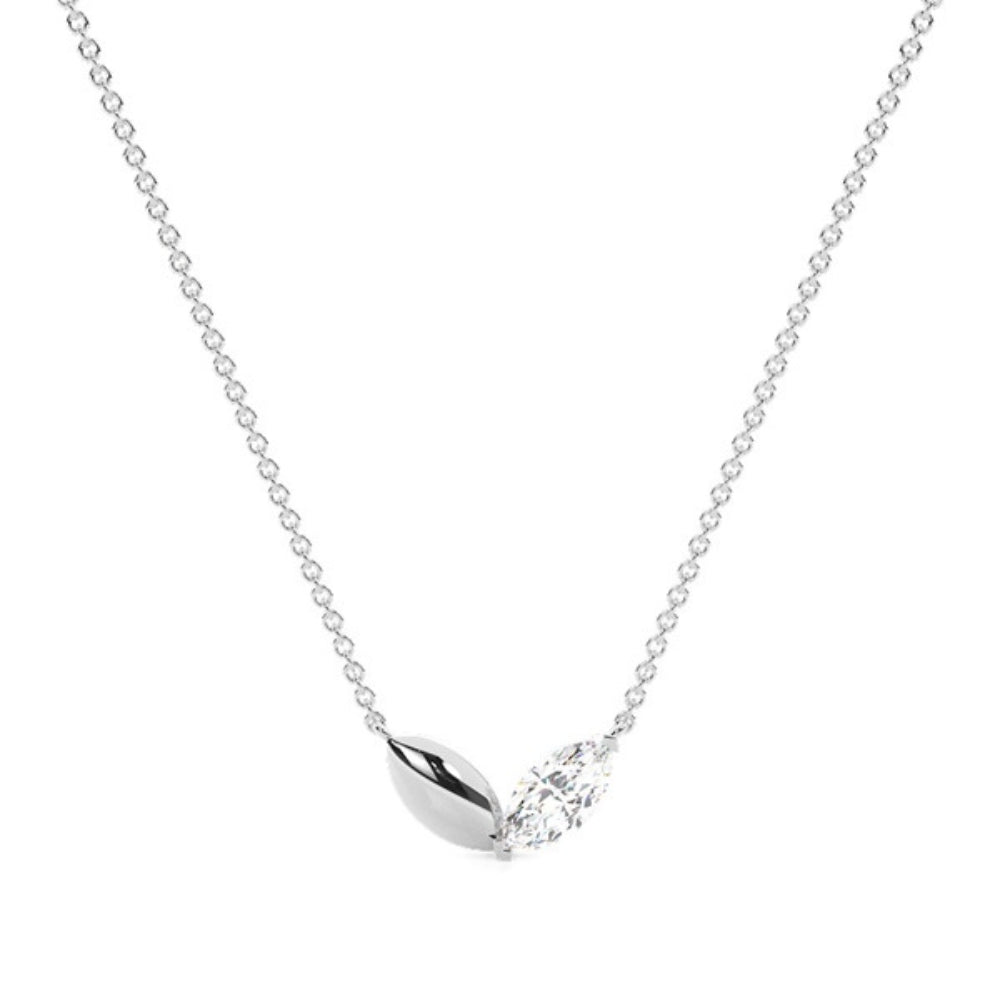 Colorless Moissanite Marquise Cut Solitaire Pendant