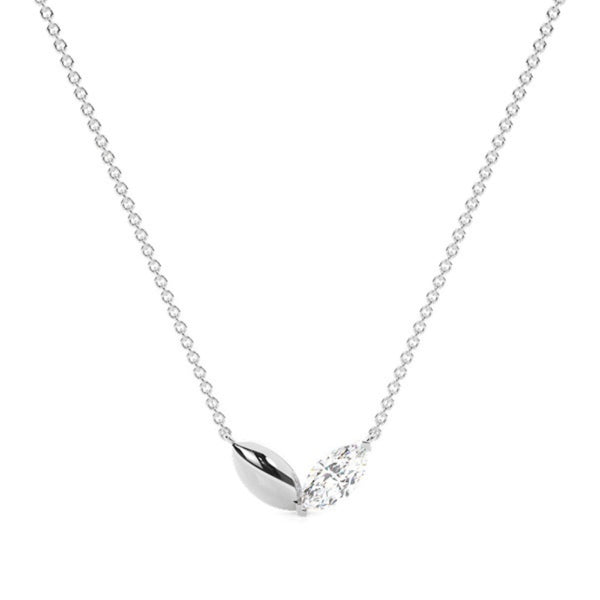 Colorless Moissanite Marquise Cut Solitaire Pendant