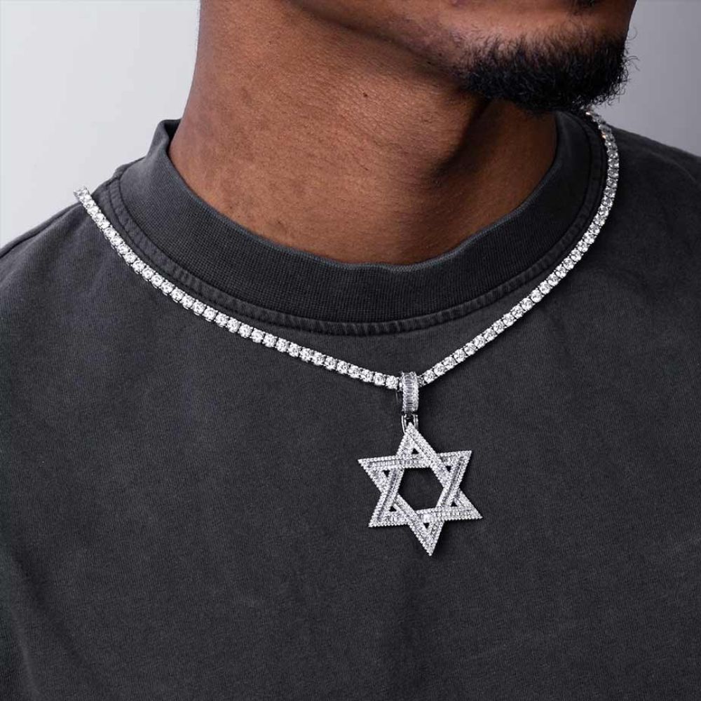 VVS1 Moissanite Hip Hop Style Star Of David Pendant