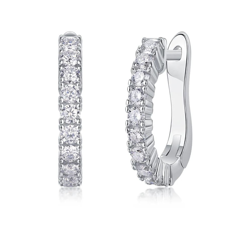 Colorless Moissanite Round Cut Hoop Earrings For Her