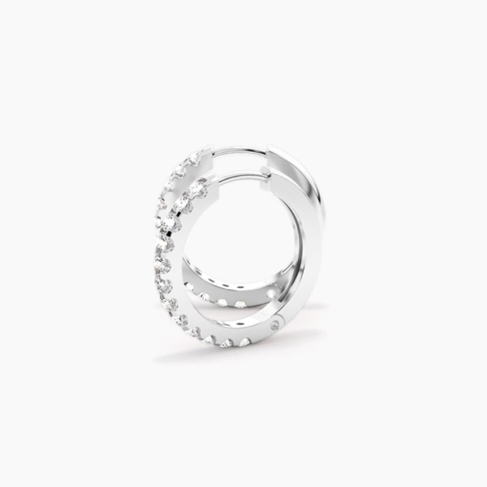 Moissanite Round Cut Pave Set Hoop Earring