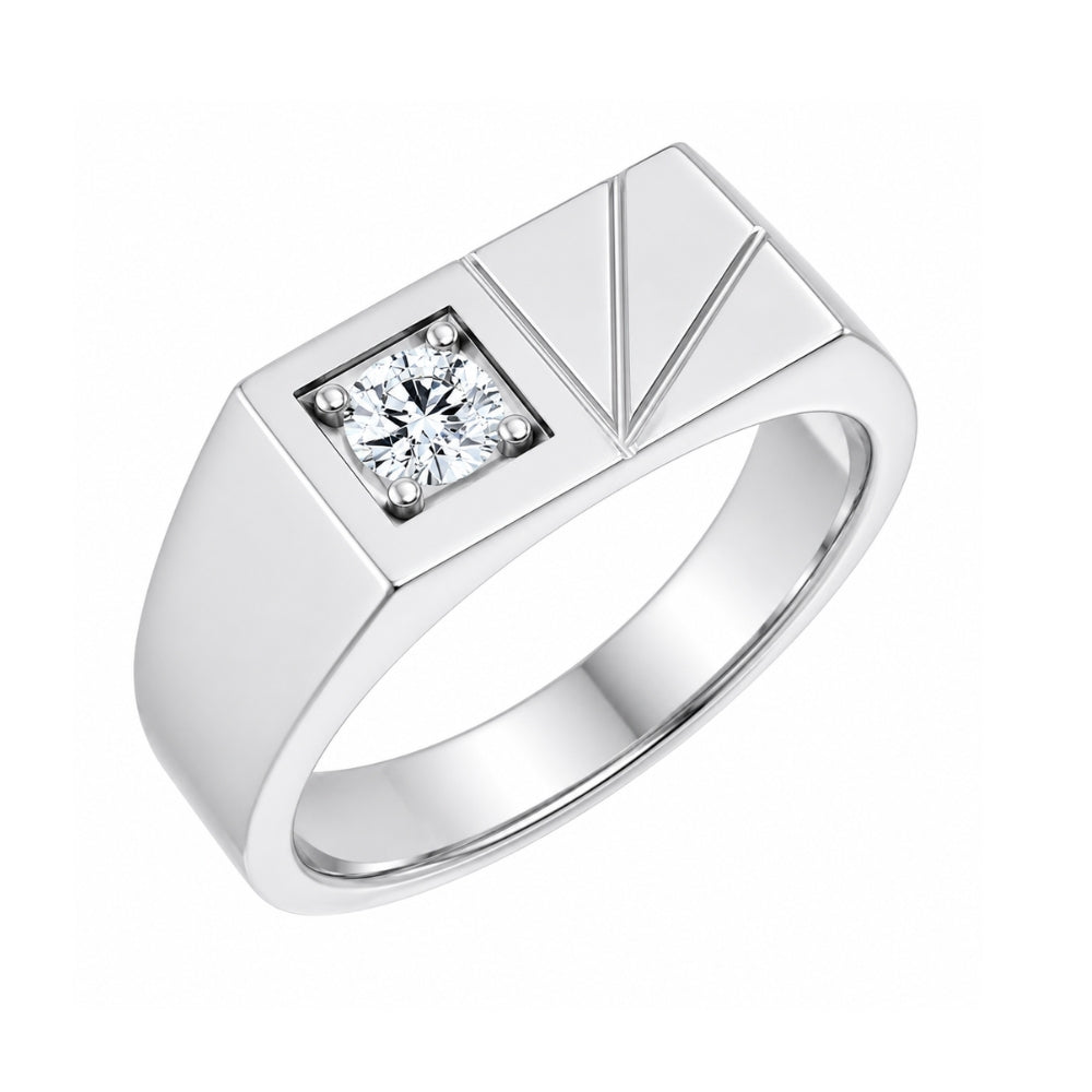 Lab Grown Diamond Round Cut Solitaire Men's Engagement Ring