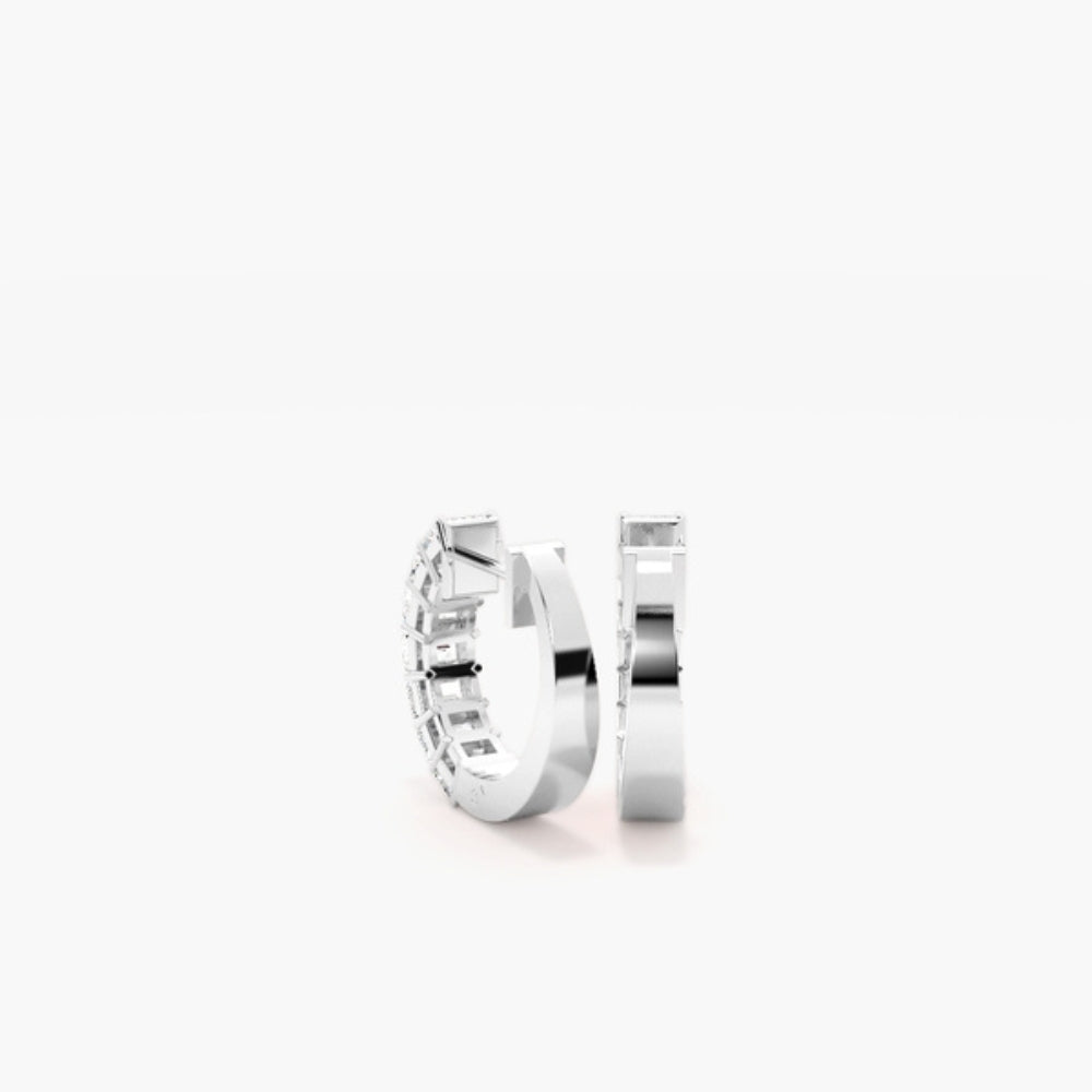 Emerald Cut Inside Out Moissanite Hoop Earring