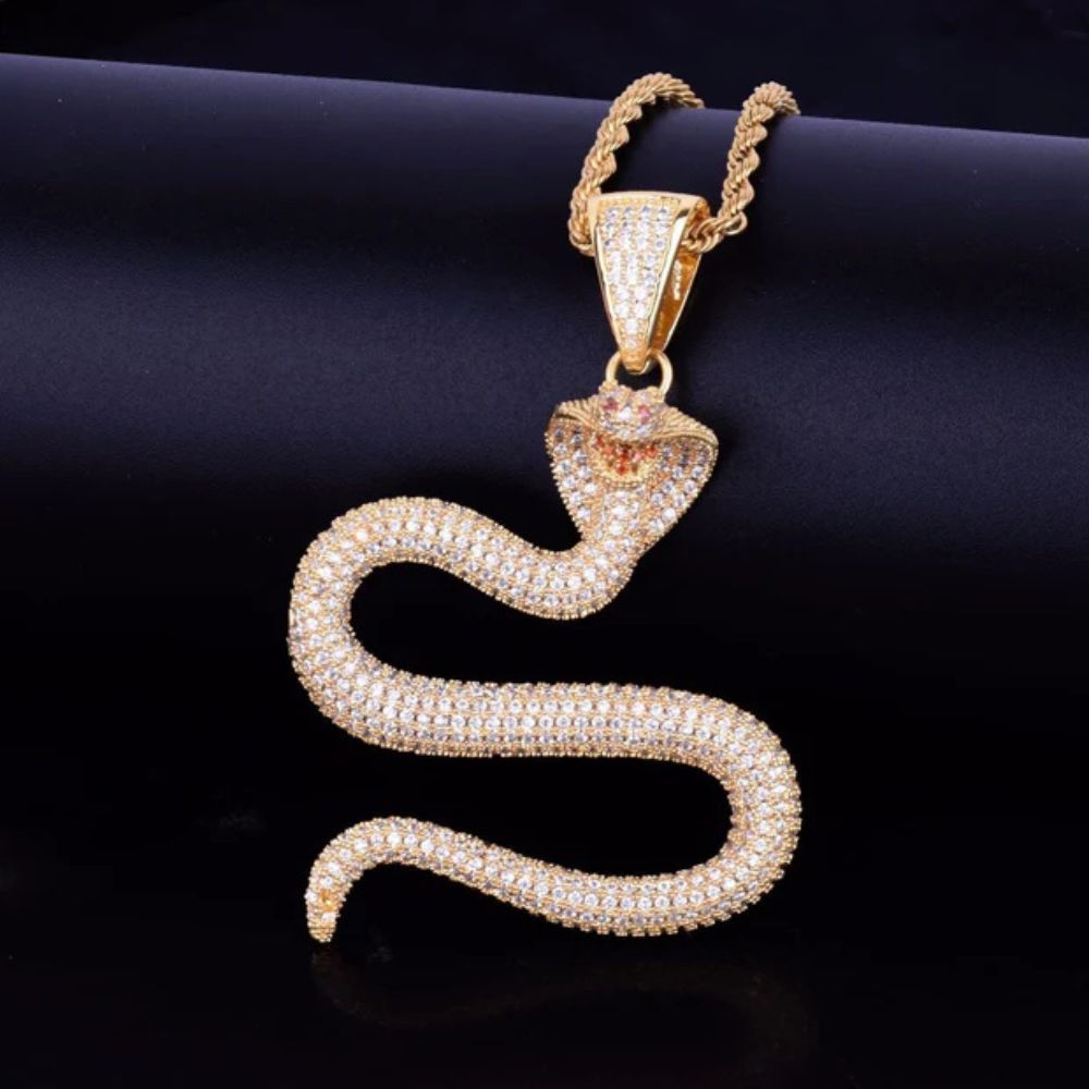 Round Cut Lab Grown Diamond Micro Pave Snake Pendant
