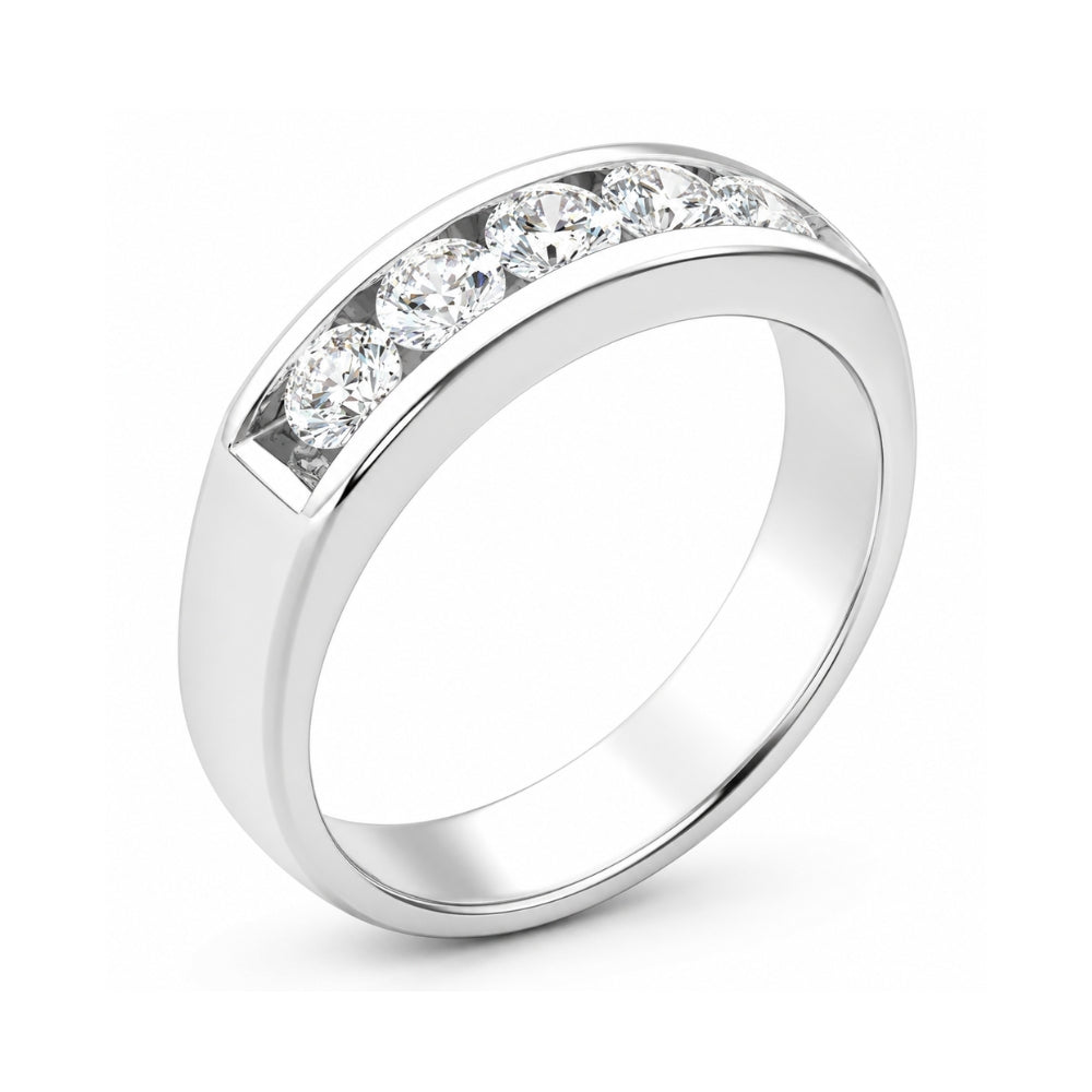 Channel Set Round Cut Lab Grown Diamond Engagement Ring