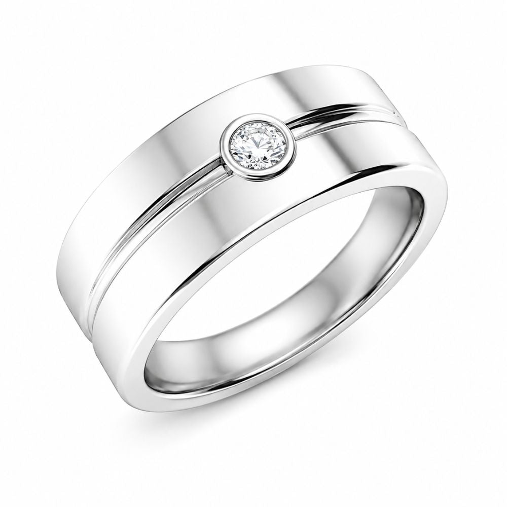 Lab Grown Diamond Round Cut Bezel Set Wedding Band