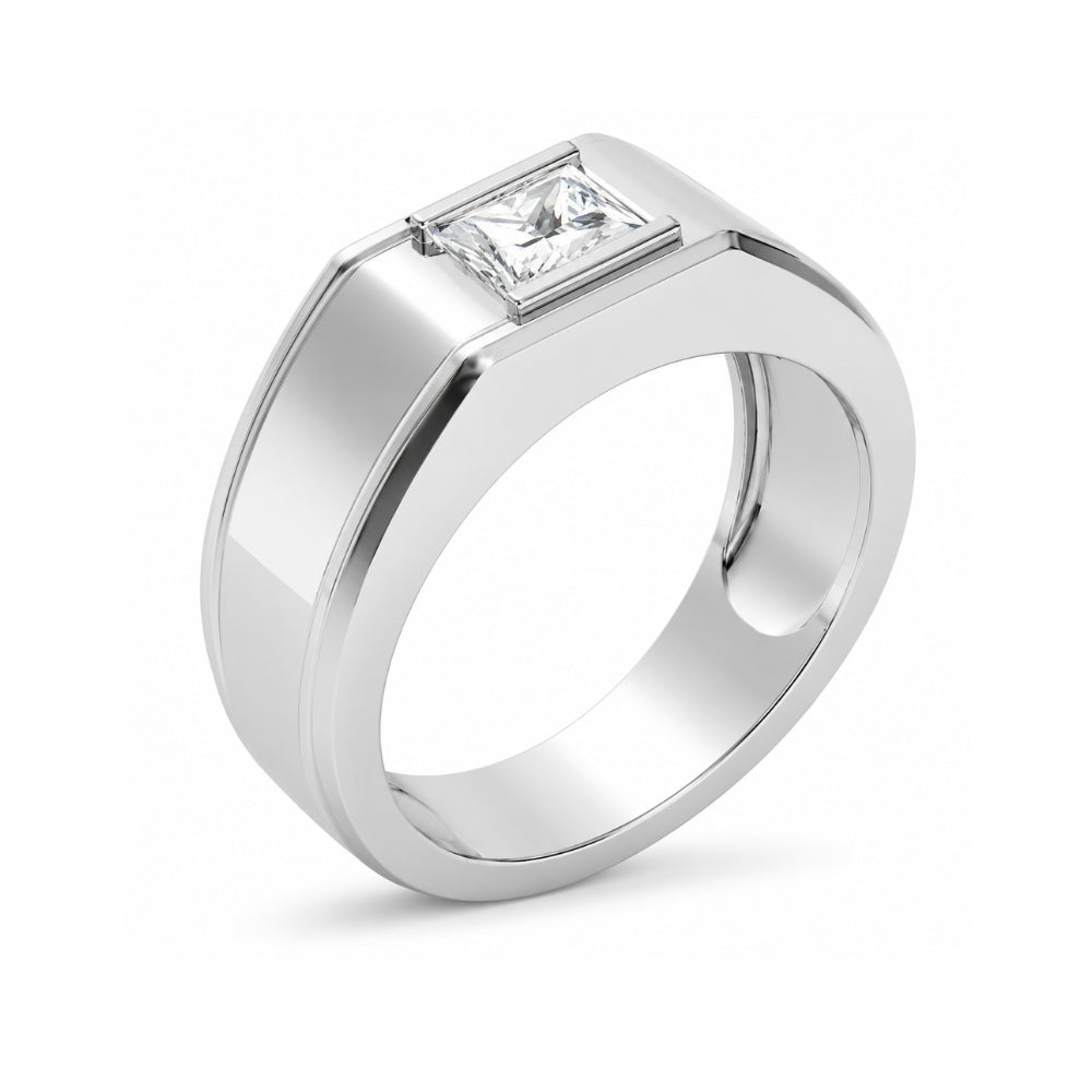 Princess Cut Lab Grown Diamond Bar Set  Engagement Ring For Men