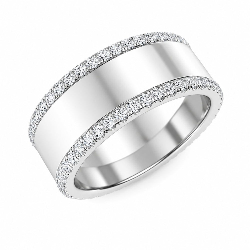 Round Cut Lab Grown Diamond Pave Set Wedding Band For Men