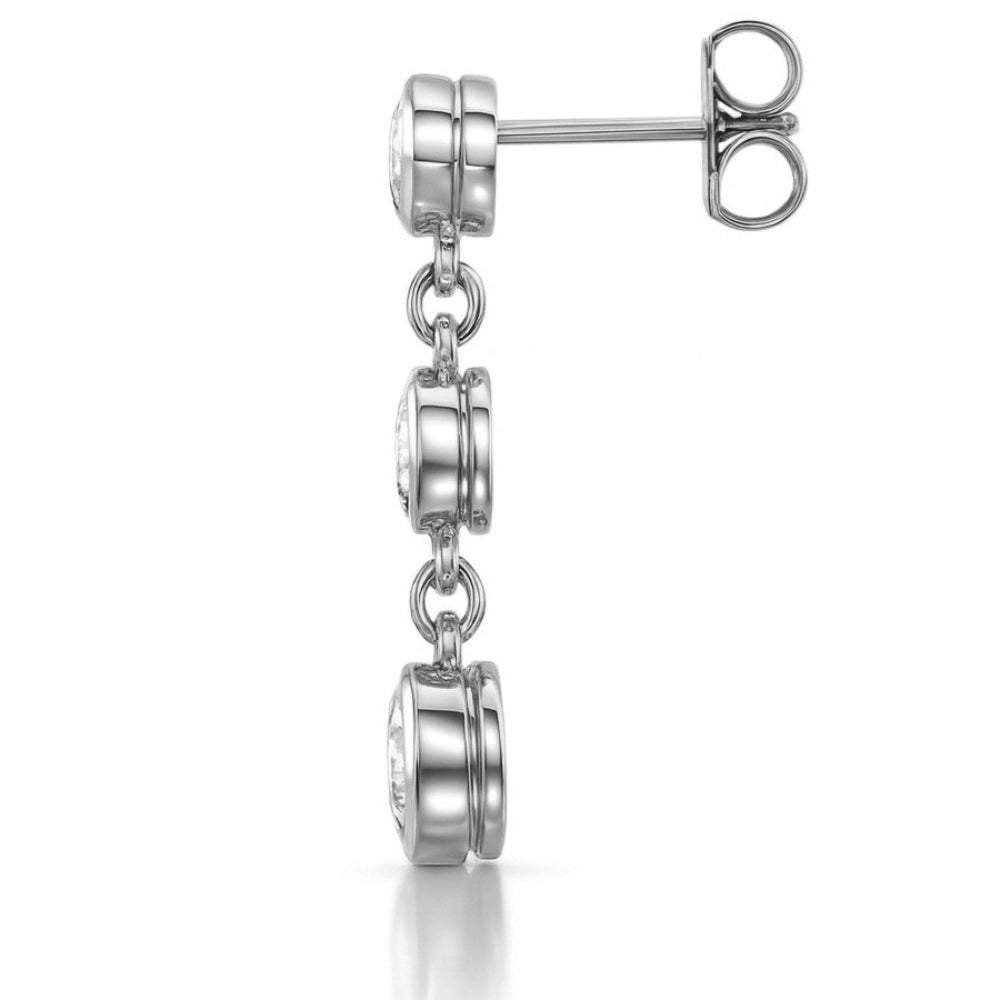 Round Cut Bezel Set Moissanite Women's Drop Dangle Earrings
