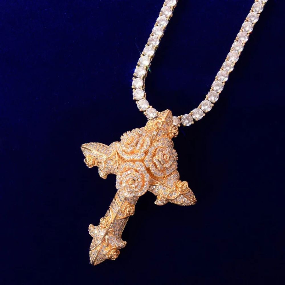 Lab Grown Diamond Round Cut Cross Hip Hop Pendant