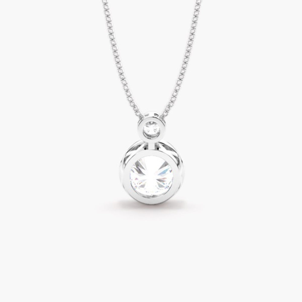 Moissanite Round Cut Two Stone Bezel Set Pendant