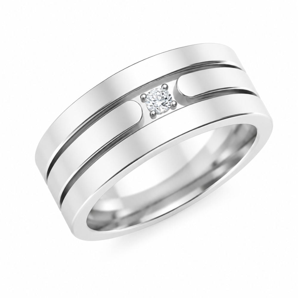 Round Cut Lab Grown Diamond Classic Wedding Band For Him