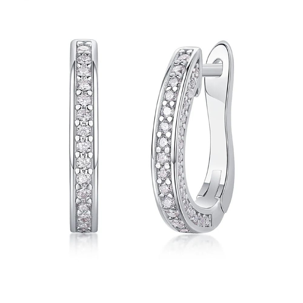 Round Cut Moissanite Pave Set Hoop Earrings