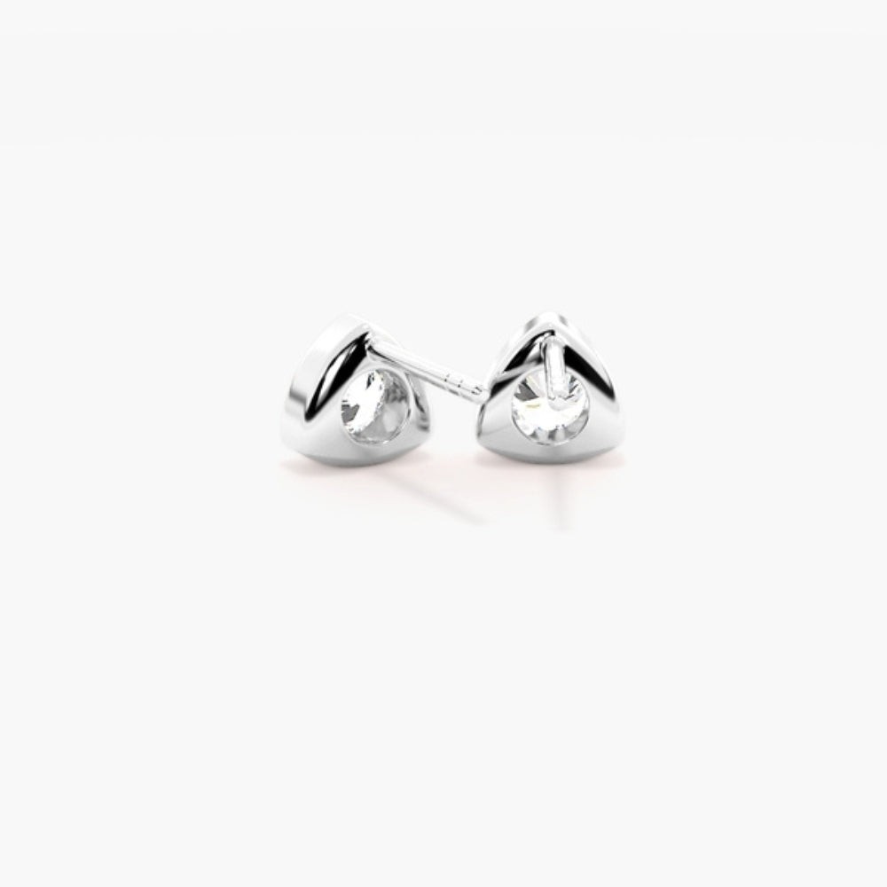 Round Cut Moissanite Bezel Set Solitaire Stud Earring