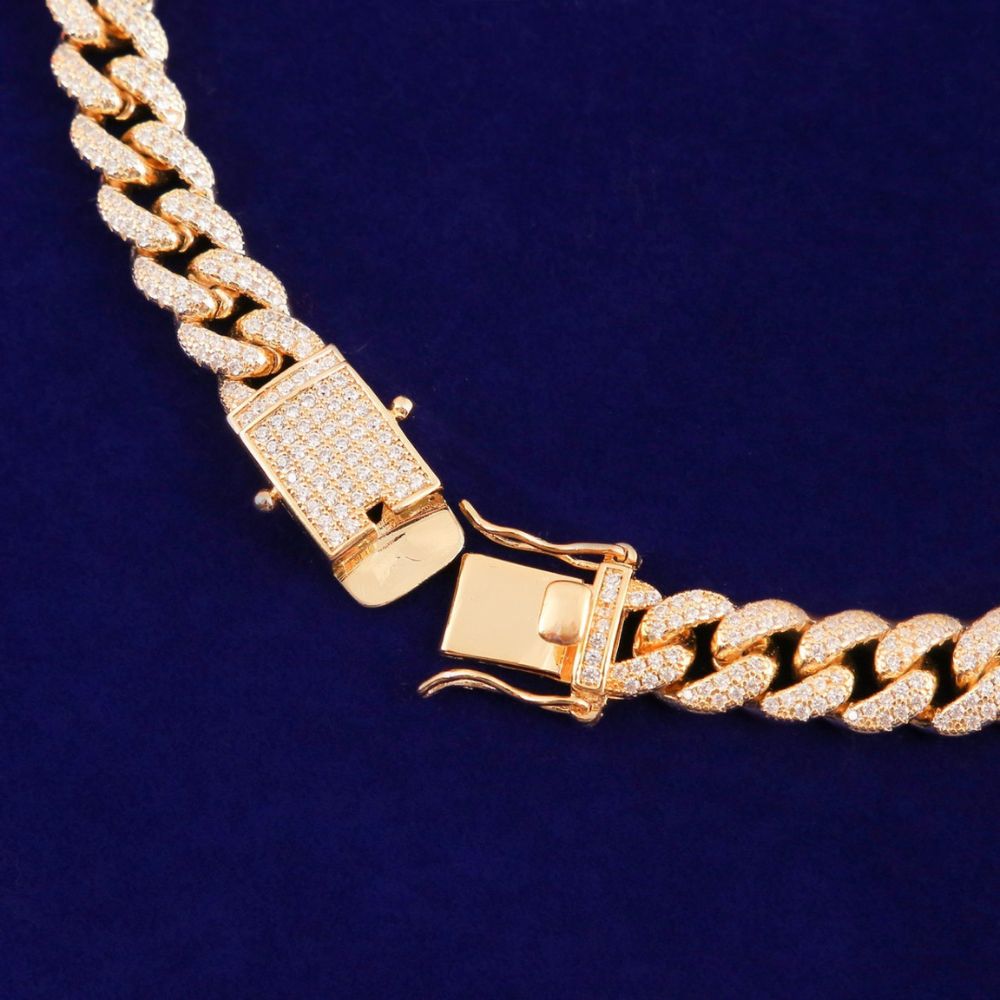 Round Cut Lab Grown Diamond Figaro Cuban Link Chain