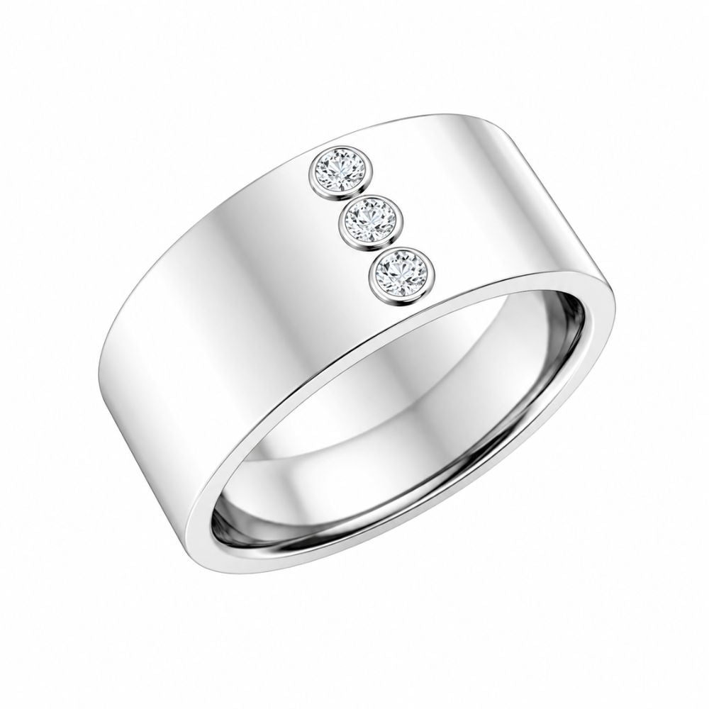 Round Cut Bezel Set Lab Grown Diamond Wedding Band For Men