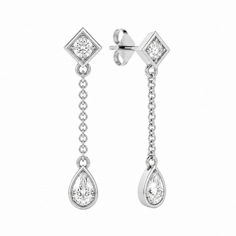 Pear & Round Cut Moissanite Drop Dangle Earrings For Women