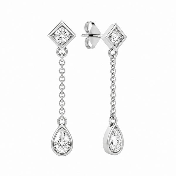 Pear & Round Cut Moissanite Drop Dangle Earrings For Women