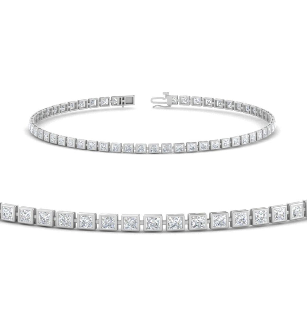 Princess Cut Bezel Set Moissanite Bracelet For Anniversary Gift