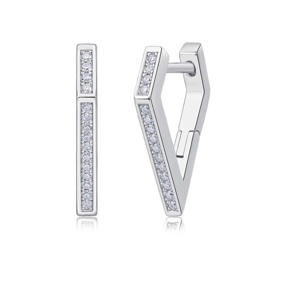 Moissanite Round Cut Unique Hoop Earrings