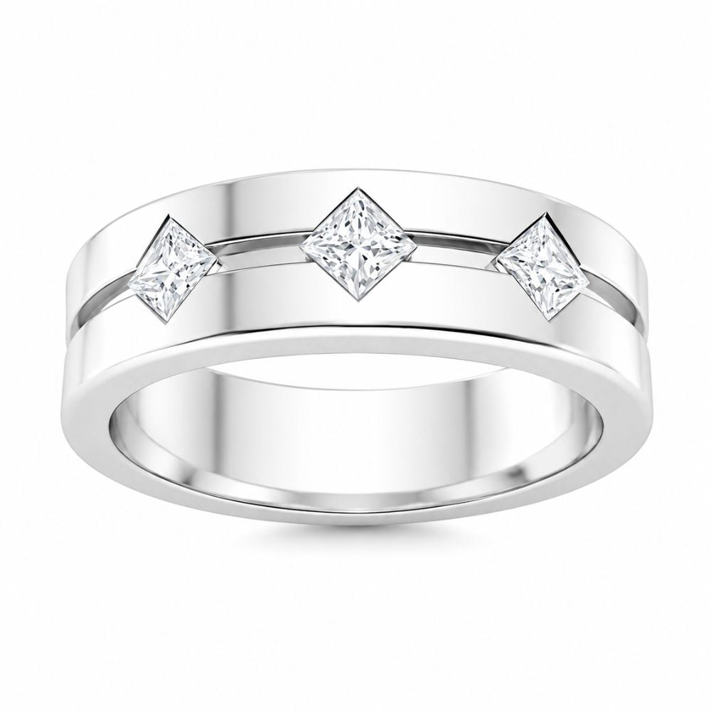 Princess Cut Lab Grown Diamond Wedding Band For Men