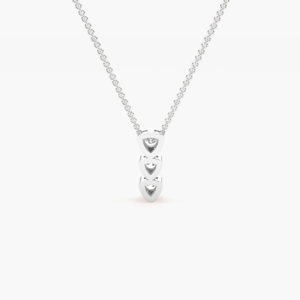 Round Cut Moissanite Three Stone Pendant