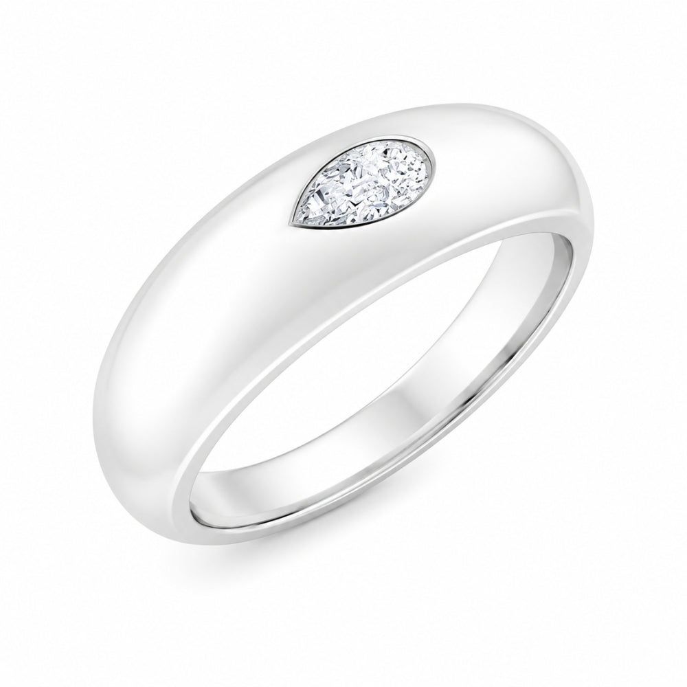 Pear Cut Lab Grown Diamond Solitaire Flush Set Engagement Ring